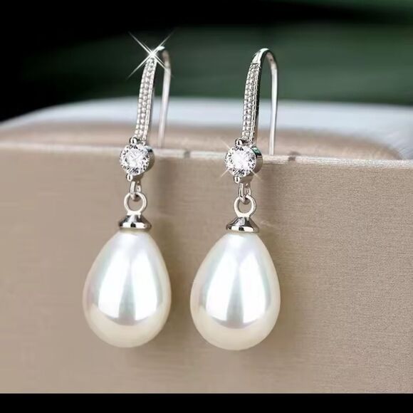 Pearl rhinestone Earrings e99 - Picture 3 of 3